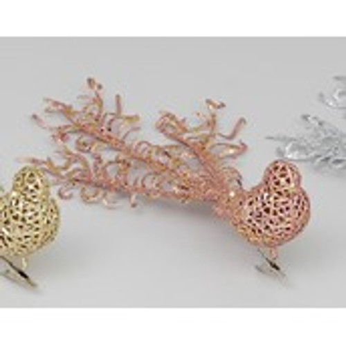 32cm Glitter Bird w/Clip Rose G