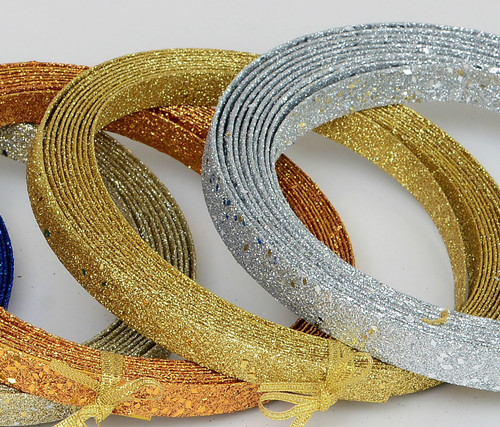 15ft Glitter Ribbon Dec Gold