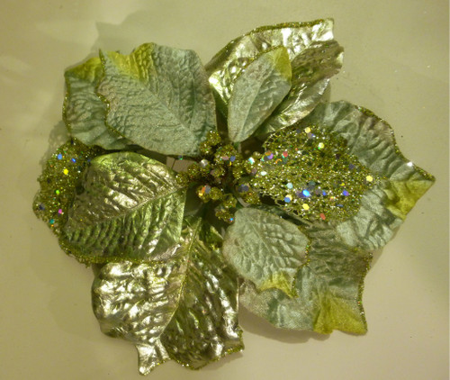 22cm Metallic Poinsettia w/Clip