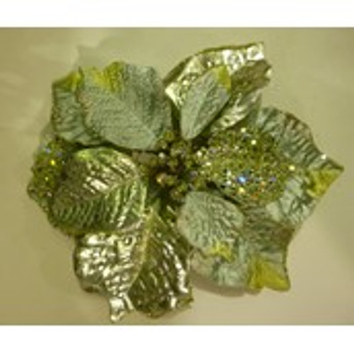 22cm Metallic Poinsettia w/Clip