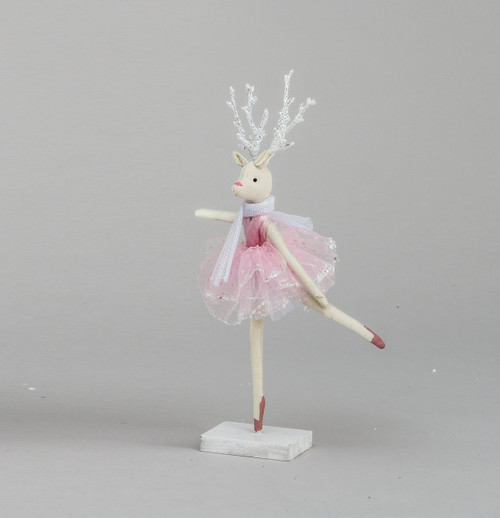 32cm Fabric Moose Ballerina Orn Pi