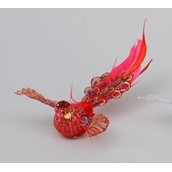 13cm Bird Decoration w/Clip Red
