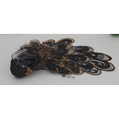 26cm Sequin/Berry Bird w/Clip Blk