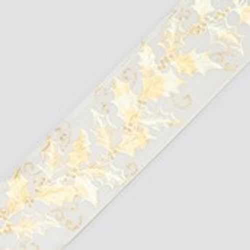 2.5" x 10Y Holly Ribbon Champagne