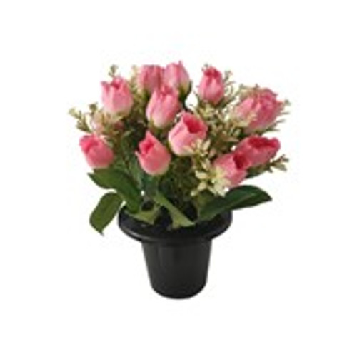 Essential Rose Mix Remembrance Grave Pot - Pink
