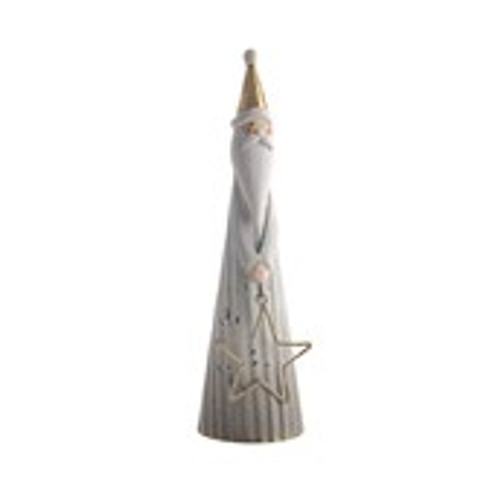 Metal Santa With Star Gold 20.5Cm