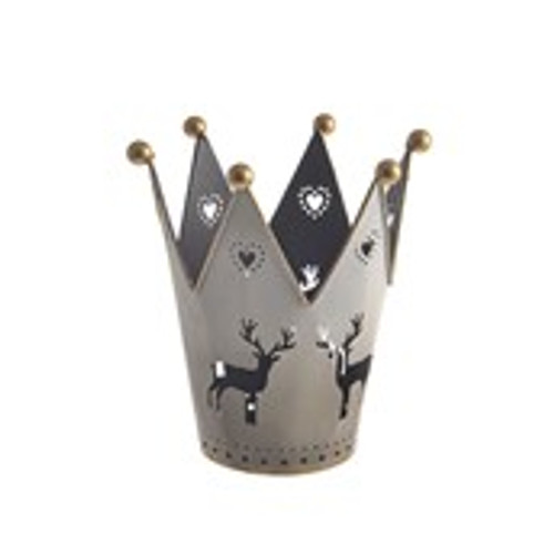 Metal Crown CutOut Reindeer Gold 15.5Cm