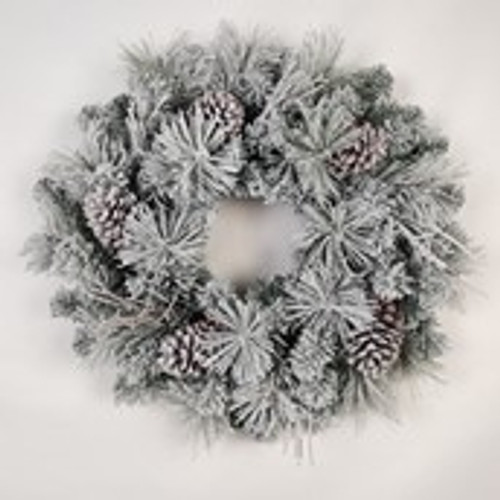 24" Frosted Pine/Cone Wreath