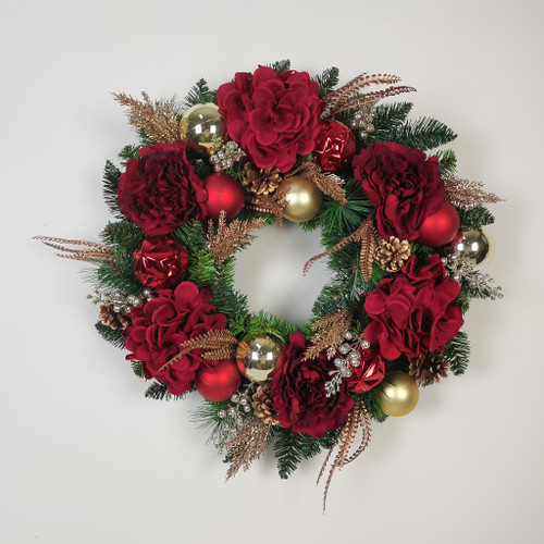 24" Peony Decorated Wreath
