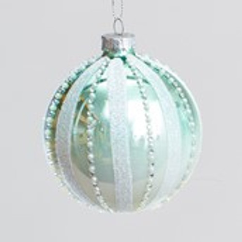 8cm Glass Bead/Glitter Ball Mint