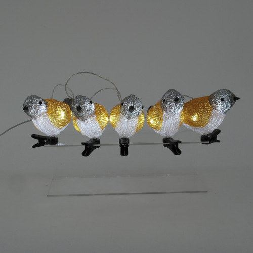 5 Pce Acrylic Bird Lights with clamp 8x7x15.5cm full length 120cm mains powered