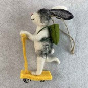 Felt Rabbit on a scooter 8x5x14.5cm