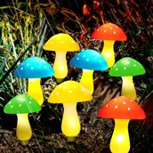Set of 8 Multi colour Mushroom Solar String Lights 4.1m 2 functions