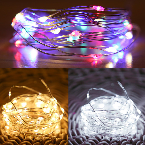 200 Solar Copper Wire String Lights 1m with 2 Functions. 3 Asst cols
