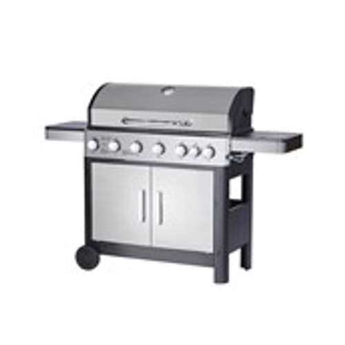 6 Burner Gas Grill with side burner blue and red