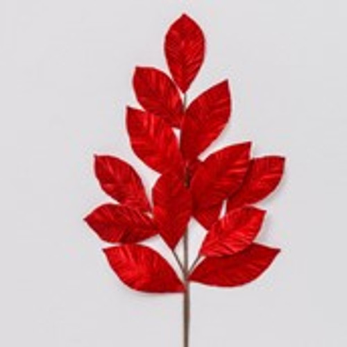 73cm Velvet Leaf Spray Red