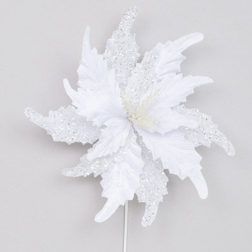 70cm Glitter Giant Poinsettia Whit