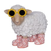 Resin Sheep with Flower Glasses 25cm