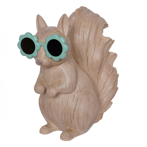 Resin Squirrel with Flower Glasses 25cm