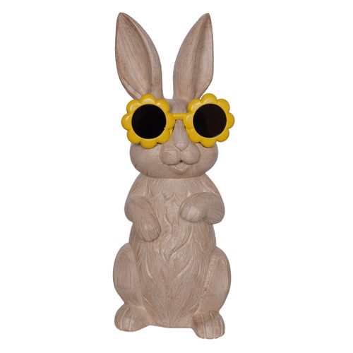 Resin Bunny with Flower Glasses 28cm