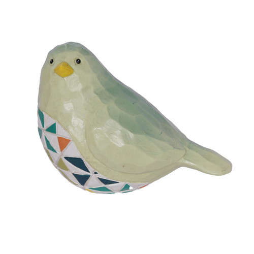 Resin Wood Carved Bird with patterned tummy 11cm