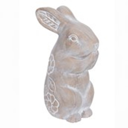 Resin Wooden Look Bunny with Carved back 25cm