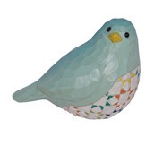 Resin Wood Carved Bird Blue 12.5cm