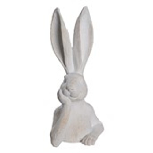 Resin Wooden Look Bunny White 15x13x30.5cm