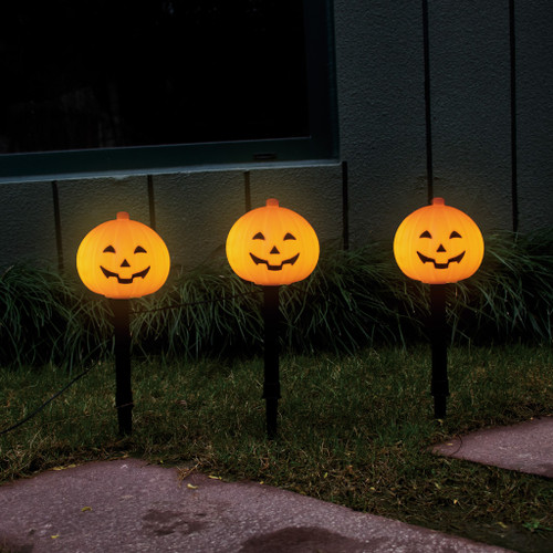 3 Pce Pumpkin Pathway Light 35cm 3xAA not inc
