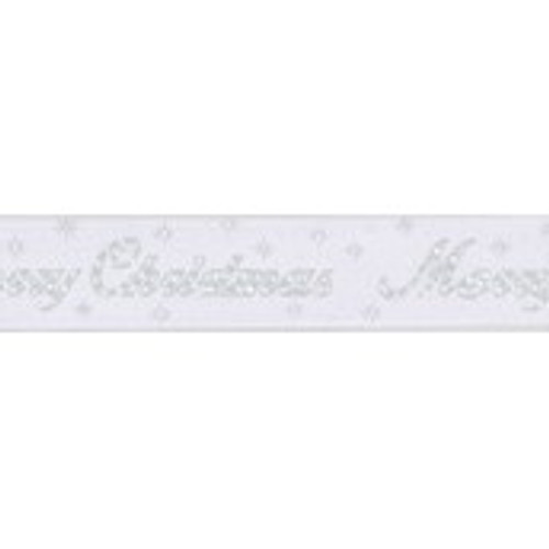 10Yx2.5" Merry Christmas Wht/Silv