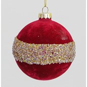 8cm Glass Velvet Dec. w/Gem Band