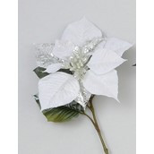 74cm Glitter Poinsettia White