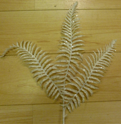60cm Glitter Boston Fern White