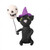 Felt Black Cat with Skull on Stick Hanging Decoration - 12.5cm
