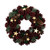 Red wreath with gold berries and stars 30*30*8cm