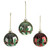 Bauble Glitter Holly Glass 3Ast