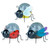 3 Asstd Crackled Glass Solar ornaments H14.5cm. Ladybird, Dragonfly or Bee