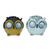 Owl with Large Solar Eyes 8cm 2 Assorted White and Brown