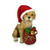 Dog sitting in Santa hat in Resin Brown 22cm