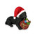 Dog Lying down in Santa hat Resin Black 15.5cm