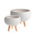 Fibre Clay Pots with Dot Finish & Wooden Legs S2