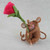 Felt mice cuddling holding a rose 10.5x4.5x17cm
