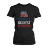 World's Okayest Republican Funny Political Red White Blue Shirt for Women