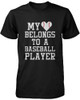 Funny Graphic Womens Black T-shirt - My Heart Belong to A Baseball Player