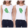 Best Friend Clover Womens White Crop Tee Cute BFF Shirt St Patricks