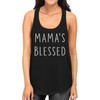Mama's Blessed Women's Black Cotton Tank Top Simple Graphic Tee For Moms