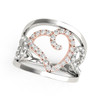 Heart Motif Filigree Style Diamond Ring in 14k White And Rose Gold (1/4 cttw)