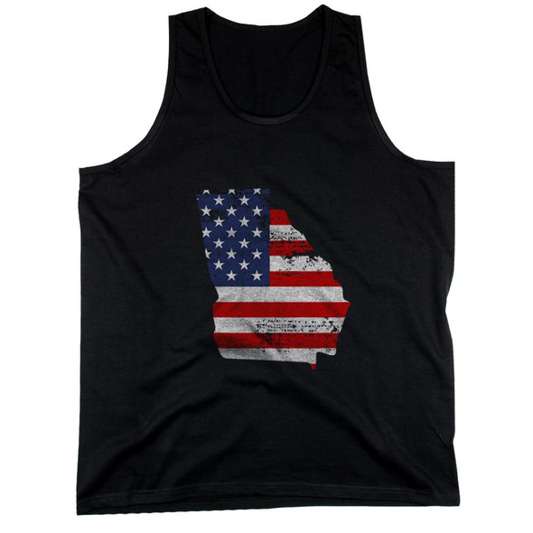 GA State USA Flag Men's Tank Top Georgia American Flag Tanks