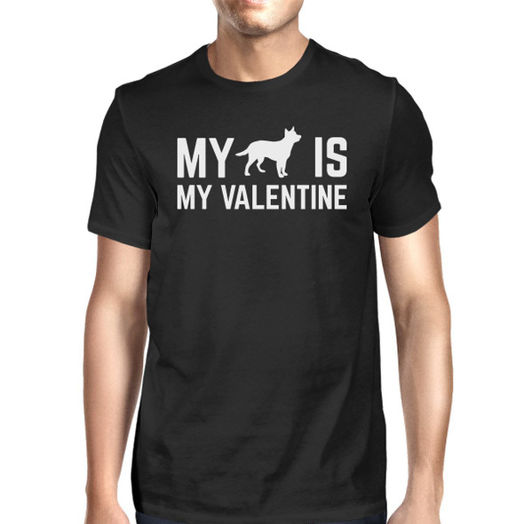 My Dog My Valentine Men's Black T-shirt Cute Graphic For Dog Lovers