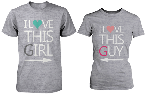 I Love This Girl & Guy Matching Couple Shirts in Grey (Set)